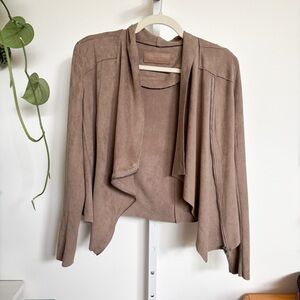 Blank NYC Draped Tan Suede Blazer
